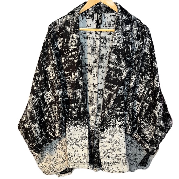 MARLAWYNNE WOMEN'S PLUS SIZE STIPPLE JACQUARD JACKET 1X - Picture 5 of 10